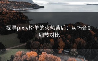 探寻pixiv榜单的火热背后：从巧合到细节对比