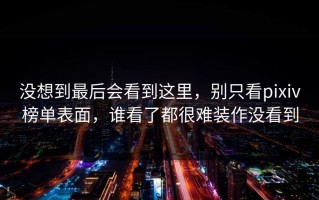 没想到最后会看到这里，别只看pixiv榜单表面，谁看了都很难装作没看到