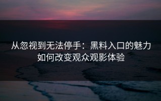 从忽视到无法停手：黑料入口的魅力如何改变观众观影体验