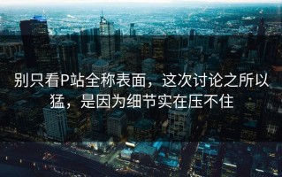 别只看P站全称表面，这次讨论之所以猛，是因为细节实在压不住