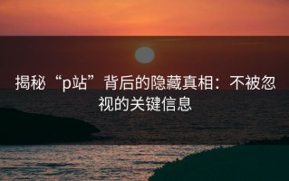 揭秘“p站”背后的隐藏真相：不被忽视的关键信息