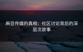 麻豆传媒的真相：社区讨论背后的深层次故事