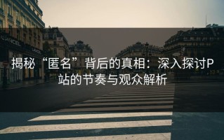 揭秘“匿名”背后的真相：深入探讨P站的节奏与观众解析