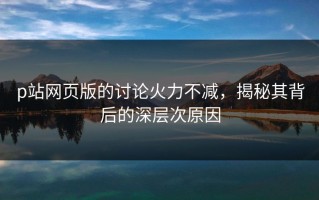 p站网页版的讨论火力不减，揭秘其背后的深层次原因
