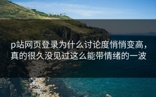 p站网页登录为什么讨论度悄悄变高，真的很久没见过这么能带情绪的一波