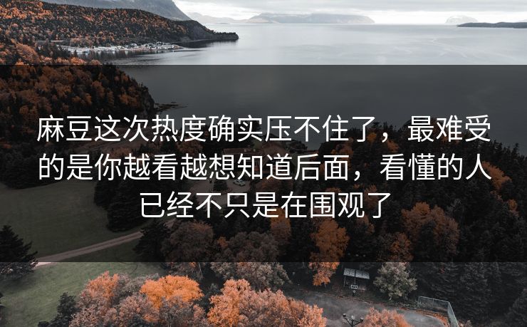 麻豆这次热度确实压不住了，最难受的是你越看越想知道后面，看懂的人已经不只是在围观了-第1张图片-p站助手导航站 | p站搬运工视频库