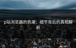 p站浏览器的热潮：细节背后的真相解析