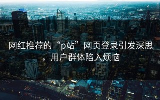 网红推荐的“p站”网页登录引发深思，用户群体陷入烦恼