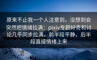 原来不止我一个人注意到，没想到会突然把情绪拉满：pixiv专题好奇和讨论几乎同步拉满，前半段平静，后半段直接情绪上来