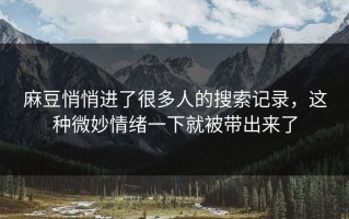 麻豆悄悄进了很多人的搜索记录，这种微妙情绪一下就被带出来了