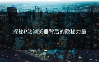 探秘P站浏览器背后的隐秘力量