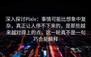 深入探讨Pixiv：事情可能比想象中复杂，真正让人停不下来的，是那些越来越对得上的点，这一轮真不是一句巧合能解释
